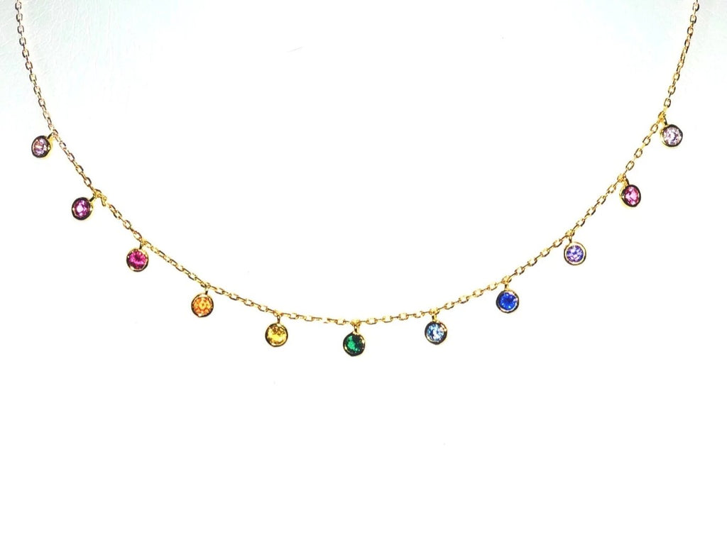 18 Karats Yellow Gold Plated Rainbow Single Necklace