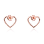 Rose Gold Sparkling Champagne Diamond Heart Ear Studs by Roccoco Rich