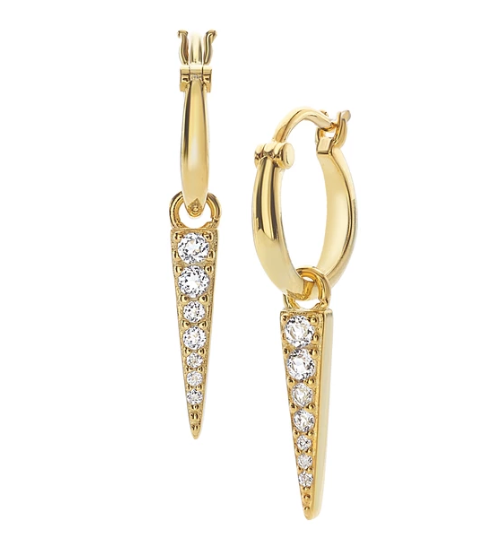 18 Karats Yellow Gold Plated Spike Hoop Earrings