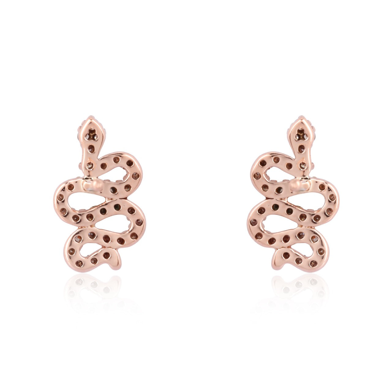 Viper Rose Gold Snake Ear Studs with Diamonds by SOPHIE HERMANN
